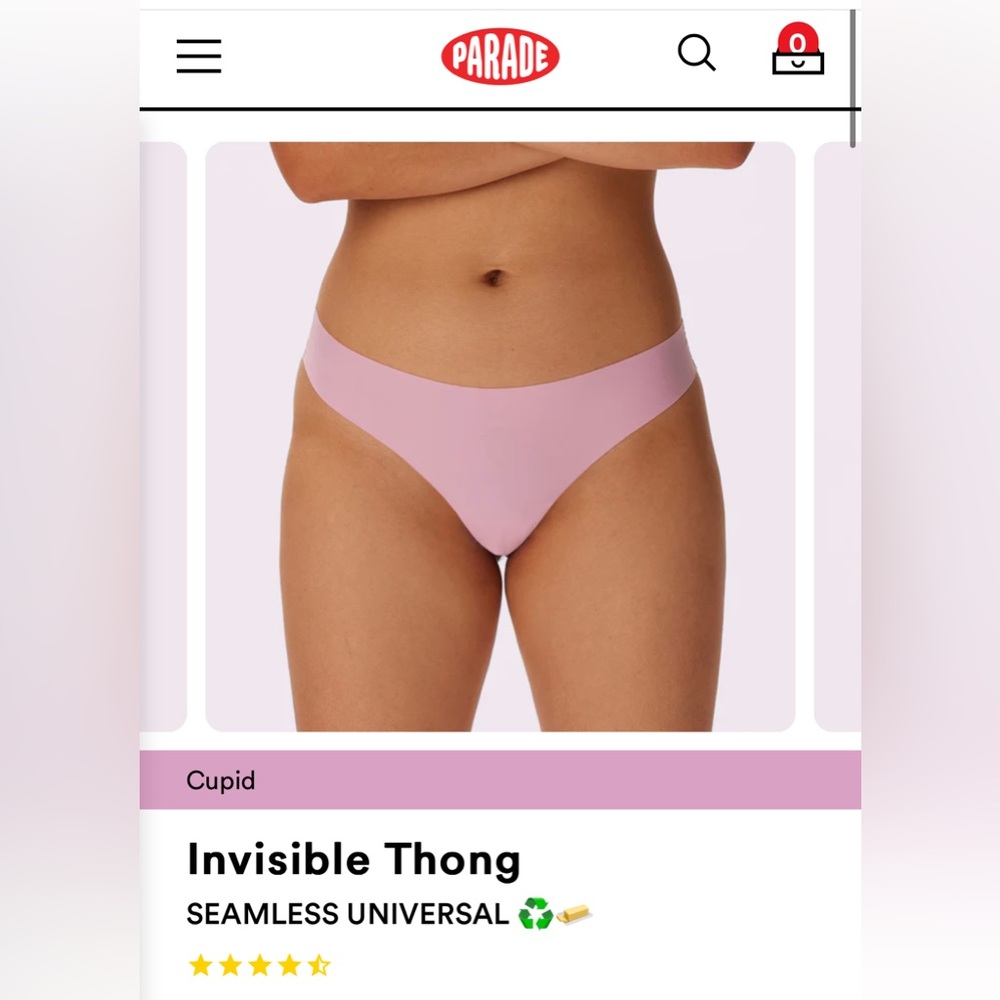 NWT Parade Invisible Thong Underwear, Cupid (9-pack)